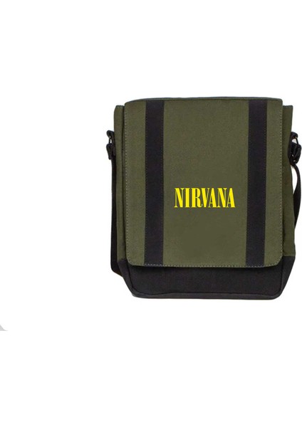 Heybe Çanta Nirvana Yazı Sarı Yeşil Renk