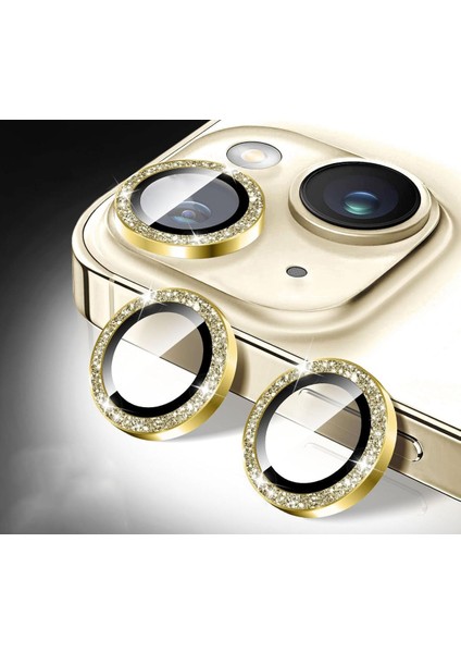 Iphone 13 /13 Mini Uyumlu Alüminyum Alaşım Işıldayan Sim Kamera Lens Koruyucu(2'li Set)