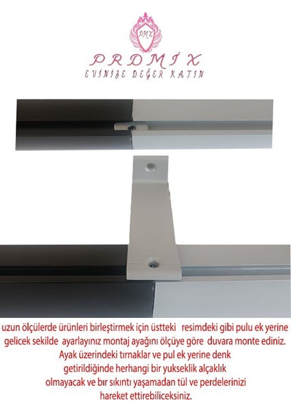 Tek Kanallı Dekoratif Perde Ray Kornişi Alüminyum Ayaklı fırsatları