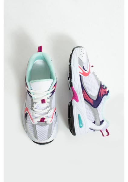 Duxal Unisex Beyaz Spor Ayakkabı Ortopedik Taban ve Tekstil Malzeme ile Rahat Kullanım