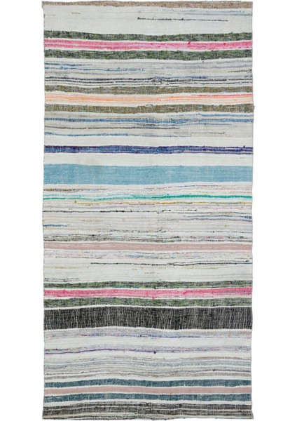 Girit Bej Çizgili Yün Modern Desenli Yün Hav Toz Vermez Leke Tutmayan Salon Yolluk Mutfak El Dokuma Halı