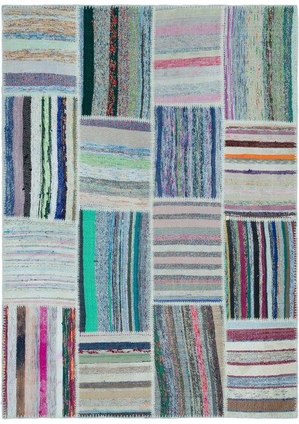 Iskece Bej Patchwork Yün Modern Desenli Yün Hav Toz Vermez Leke Tutmayan Salon Yolluk Mutfak El Dokuma Halı