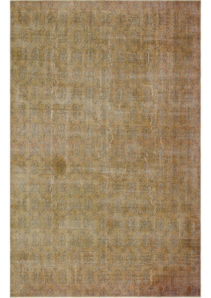 Vintage Turuncu Göbekli Yün Modern Desenli Yün Hav Toz Vermez Leke Tutmayan Salon Yolluk Mutfak El Dokuma Halı