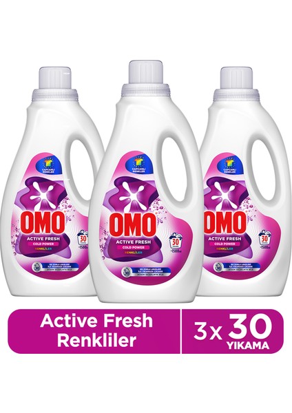 Active Fresh Cold Power Renkliler Için Sıvı Deterjan 1500 ml X3
