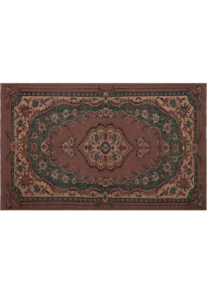 Kahverengi Göbekli Yün Modern Desenli Yün Hav Toz Vermez Leke Tutmayan Salon Yolluk Mutfak El Dokuma Halı