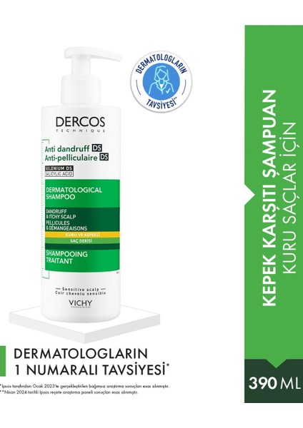Dercos Anti-Dandruff Şampuan Kuru Saçlar 390 ml