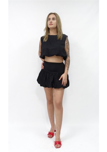 Kadın Balon Kısa Bluz