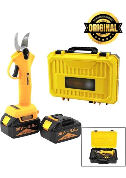 Şarjlı Bağ Makası 36V 5.0AH MS155 Kömürsüz Motor Çift Akü 35 mm Profesyonel Dal Budama