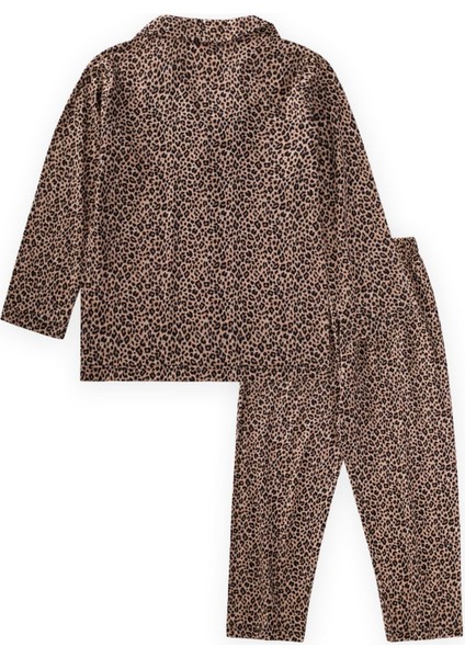 Dökümlü Gömlek Yaka Pijama Takım 2-8 Yaş Leopar Desen fiyatları