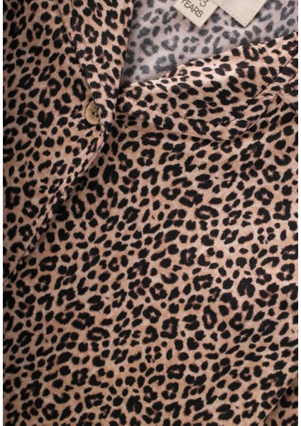 Dökümlü Gömlek Yaka Pijama Takım 2-8 Yaş Leopar Desen modelleri