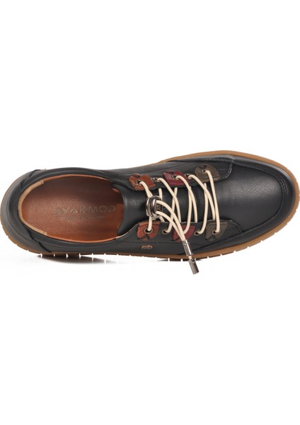 Siyah Hakiki Deri Ortopedik Kadın Casual Ayakkabı 401 Z fırsatları