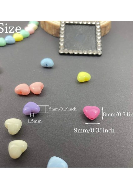 20 gr (100 Adet) Şeker Rengi Akrilik Kalp Boncuklar Renkli Karışık Plastik Pastel Boncuklar Ara Boncuk Kalp Şekilli Kolye Bilezik Için modelleri