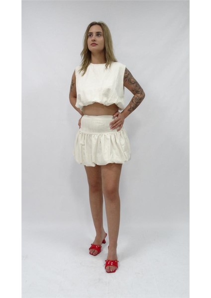 Kadın Balon Kısa Bluz