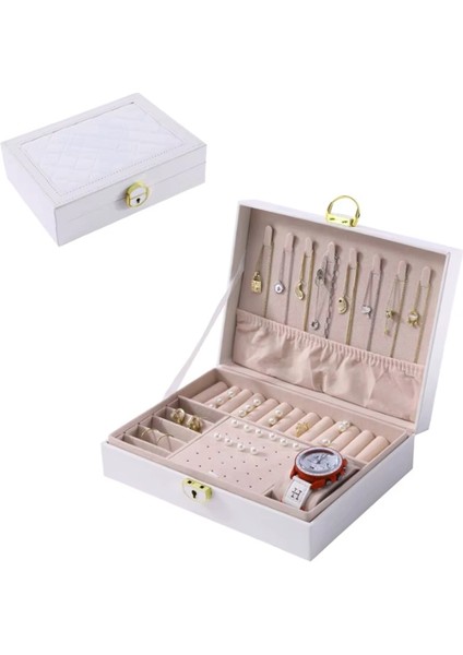 GMN10 Kilitlenebilir Anahtarlı Lüks Mücevher-Takı Saklama Kutusu Büyük Boy Çoklu Takı Organizeri fiyatları