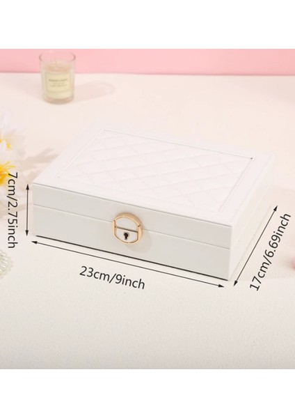 GMN10 Kilitlenebilir Anahtarlı Lüks Mücevher-Takı Saklama Kutusu Büyük Boy Çoklu Takı Organizeri modelleri