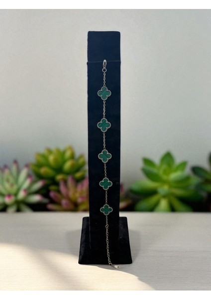 Beş Yapraklı Yeşil Yonca Paslanmaz Çelik Bileklik CNS104-1