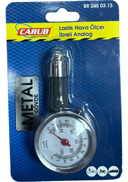 Lastik Hava Ölçer Metal Gövdeli Ibreli Analog Gösterge BR245 03 13