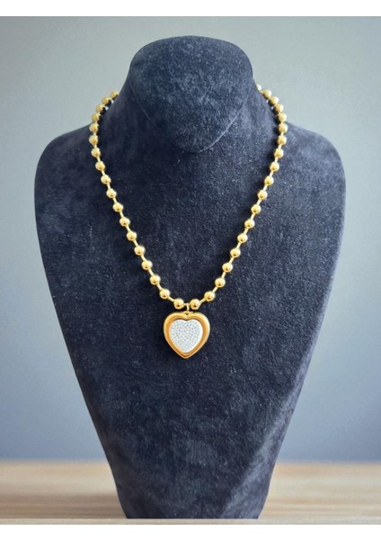 Kalpli Boncuklu Çelik Kolye CNS007