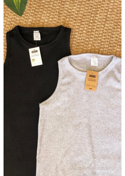 Mırach 2'li Paket Fitilli Atlet Bluz - Gri ve Siyah fırsatları