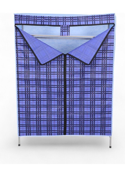 Kalın Metal Borulu Iskeletli Bez Gardrop Portatif Demonte Elbise Dolabı Bez Dolap Mavi fiyatları