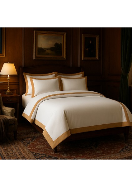 Sea Dıary Serisi Açık Kahverengi Pamuk Saten Çift Kişilik Nevresimtakımı