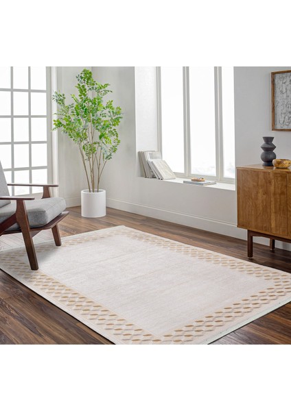 Krem Geometrik Etnik Modern Desenli Pamuk Makinada Yıkanabilir Hav Toz Vermez Leke Tutmayan Kaymaz Taban Dijital Makine Baskı Salon Yolluk Mutfak Halı fiyatları