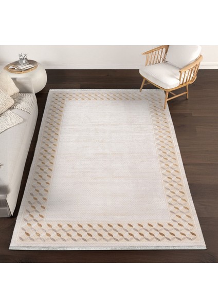 Krem Geometrik Etnik Modern Desenli Pamuk Makinada Yıkanabilir Hav Toz Vermez Leke Tutmayan Kaymaz Taban Dijital Makine Baskı Salon Yolluk Mutfak Halı fırsatları