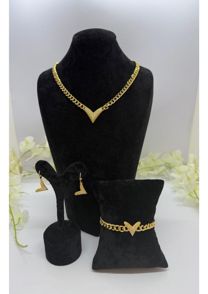 22 Ayar Altın Kaplama Özel Tasarım Takı Seti LVD621 modelleri