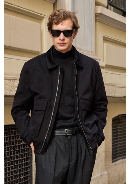 Erkek Pamuklu Mont Ceket Siyah