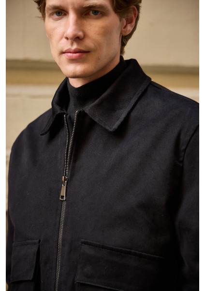 Erkek Pamuklu Mont Ceket Siyah indirimleri