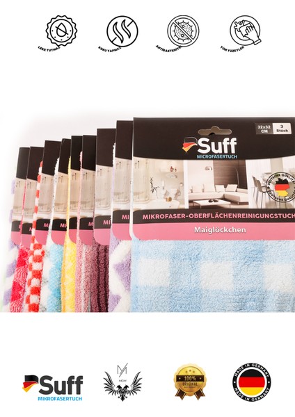 Manavgat Oto Market 9 Adet Mutfak Bezi Kurulama Bezi ve Tezgah Bezi (3'lü 32X32 X3) modelleri