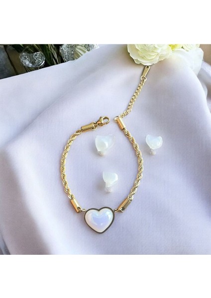 Beyaz Kalpli Çelik Bileklik CNS003-1