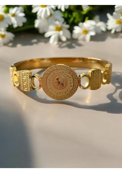 Çeyrekli Paslanmaz Çelik Kelepçe Bileklik Cns 020-2