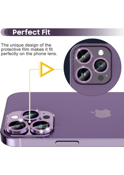 Iphone 14 Pro ve 14 Pro Max Uyumlu Işıldayan Simli Kamera Koruyucu modelleri