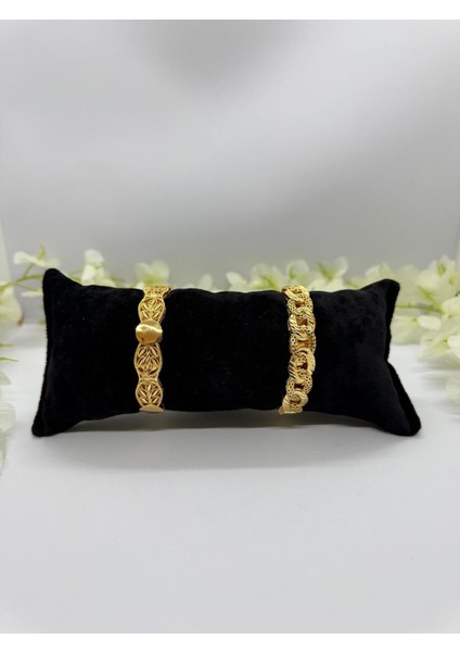 22 Ayar Altın Kaplama Samanyolu Kelepçe Kombin LVD534