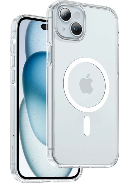 iPhone 15 Uyumlu Manyetik Şarj Uyumlu Şeffaf Kılıf