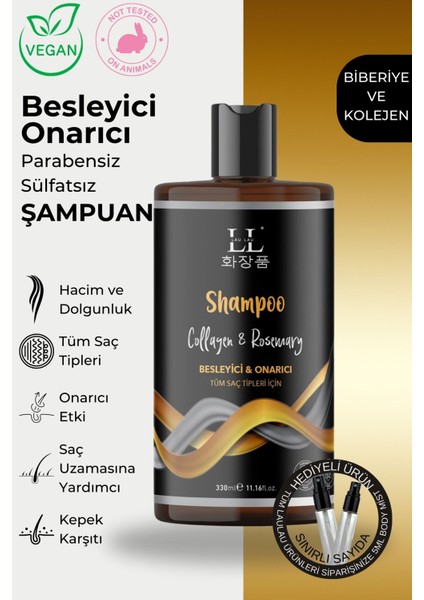 Dökülen ve Geç Uzayan Saçlara Biberiye ve Kolejenli Yoğun Bakım Besleyici & Onarıcı Şampuan 330ML