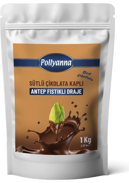 Bol Sütlü Çikolata Kaplı Antep Fıstıklı Draje (1 Kg)