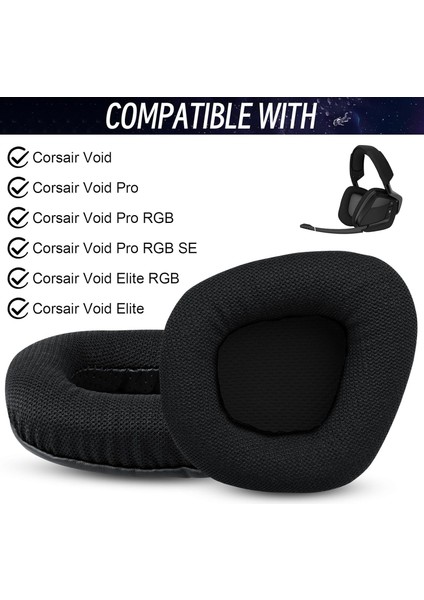 Corsair Void Pro, Pro Rgb,rgb Se, Void Elite, Void Elite Rgb Kablolu/kablosuz Kulaklık Pedi Süngeri Siyah Mesh Kumaşl Yedek Kulak Pedleri, Hafıza Köpüğü Kulaklık Yastığı Minderleri