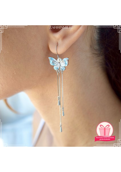 Kadın 925 Ayar Gümüş Inci Sallantılı Kelebek Küpe fiyatları