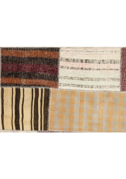 Girit Bej Çizgili Yün Modern Desenli Yün Hav Toz Vermez Leke Tutmayan Salon Yolluk Mutfak El Dokuma Halı fırsatları