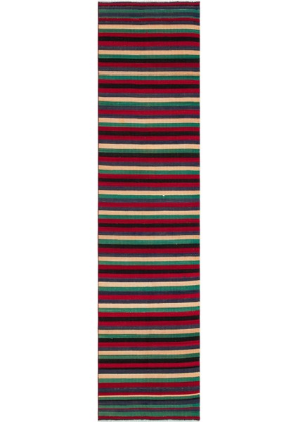 Girit Bej Çizgili Yün Modern Desenli Yün Hav Toz Vermez Leke Tutmayan Salon Yolluk Mutfak El Dokuma Halı