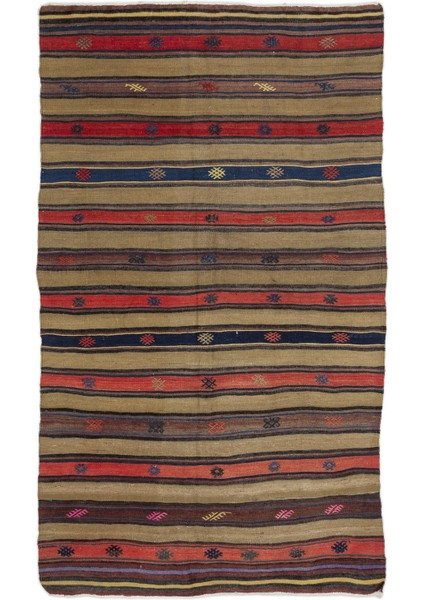 Teselya Bej Çizgili Yün Modern Desenli Yün Hav Toz Vermez Leke Tutmayan Salon Yolluk Mutfak El Dokuma Halı