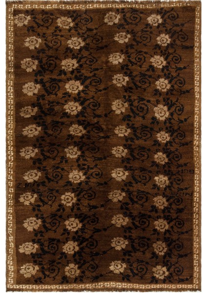 Iskece Sarı Eskitme Yün Modern Desenli Yün Hav Toz Vermez Leke Tutmayan Salon Yolluk Mutfak El Dokuma Halı