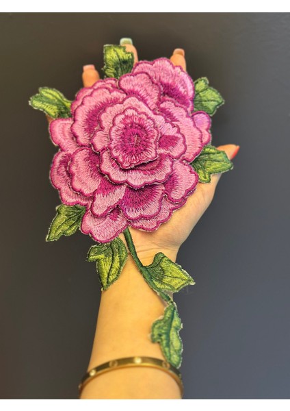 Mor Kabartma Nakış Işleme Çiçek Arma Dikiş Aplike 28X18 cm modelleri