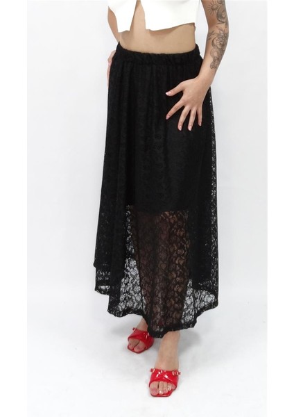 Kadın Mistik Dantelli Uzun Etek