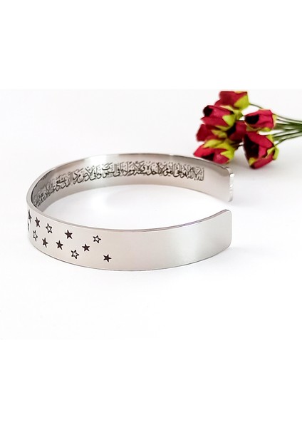 Içinde Ayetel Kürsi Yazılı Yıldız Motifli Paslanmaz Çelik Bileklik indirimleri