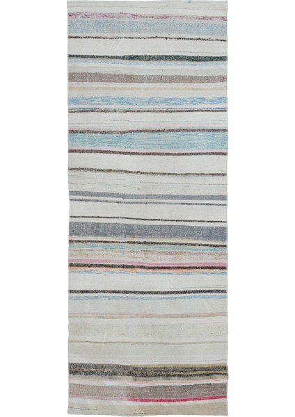 Teselya Bej Çizgili Yün Modern Desenli Yün Hav Toz Vermez Leke Tutmayan Salon Yolluk Mutfak El Dokuma Halı