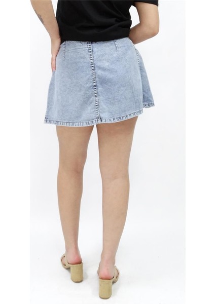 Kadın Bağcıklı Pileli Kot Etek modelleri