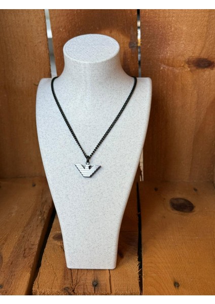 Mermer Desenli Kolye Büstü Takı Standı Organizer 20 cm 3D Baskı Dekoratif Takılık